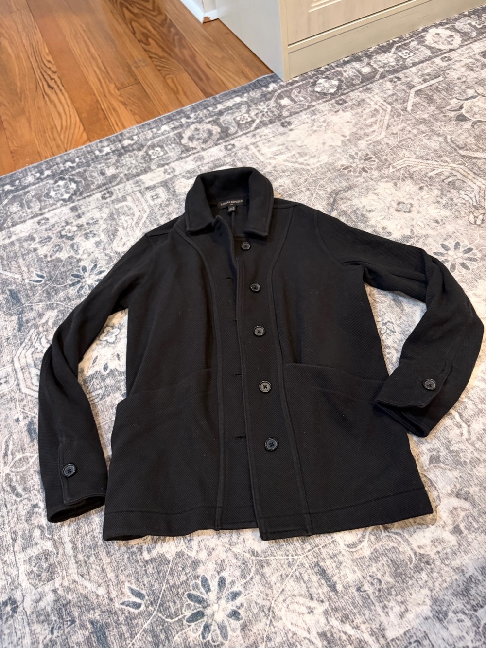 Banana Republic Black Button-Front Knit Blazer
